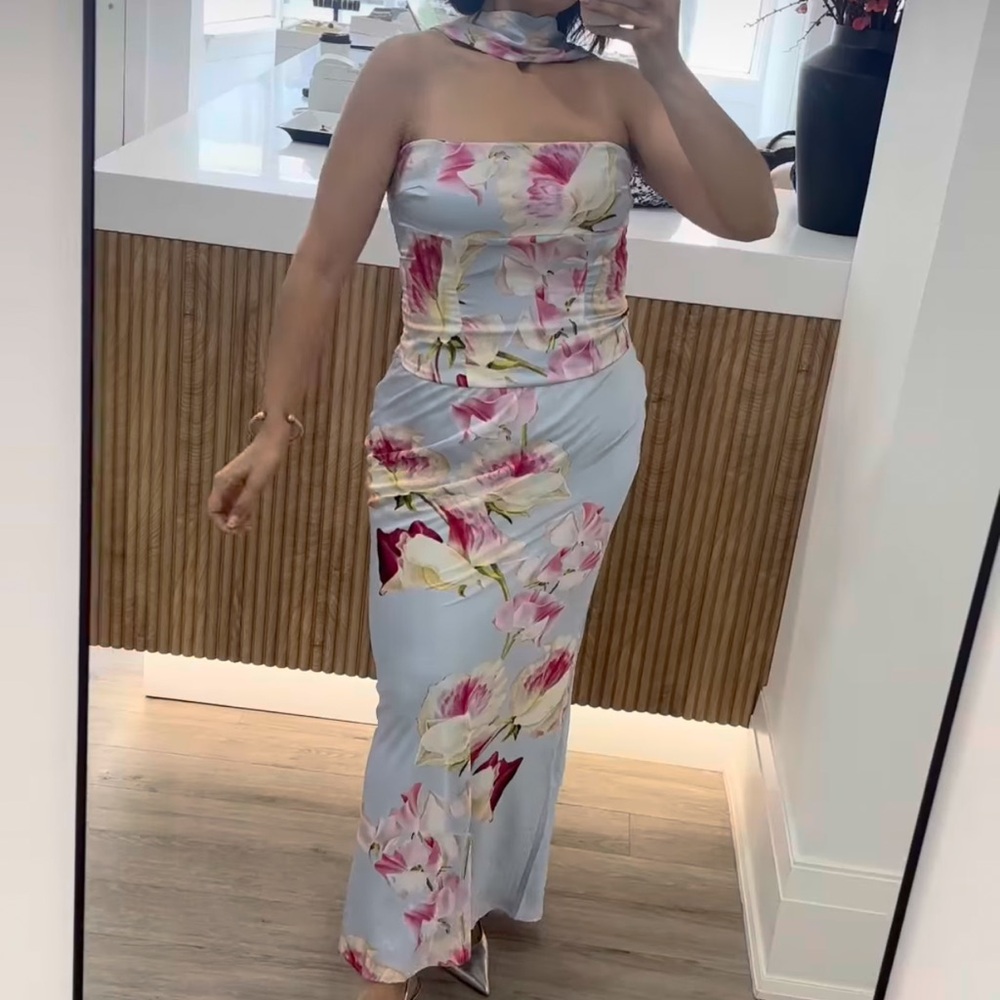 Floral Maxi Skirt in and top Blue and Pink brand new